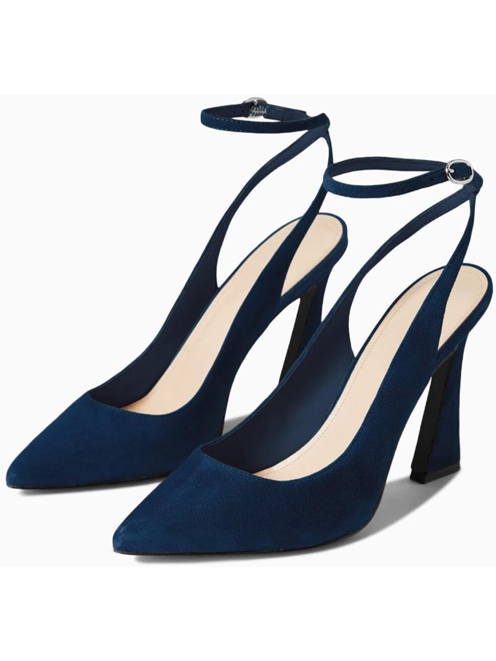 Women's Blue Strap Heels Pointed Toe Pumps Shoes Slingback Wedding Dress Shoes - Picture 5 of 5